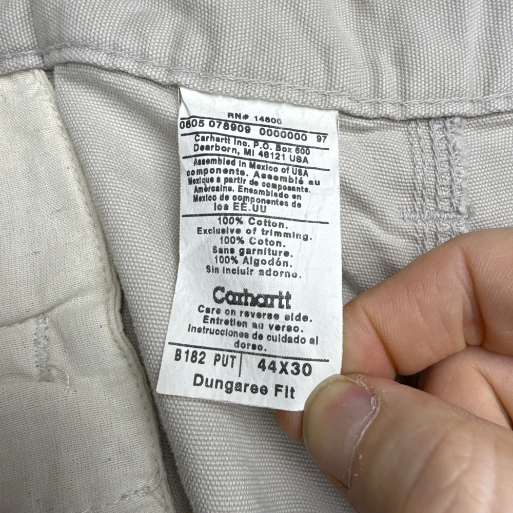 Carhartt B182 PUT Cotton Canvas Cargo Pants Mens 44x30 Dungaree Fit Tan Beige - Picture 4 of 9